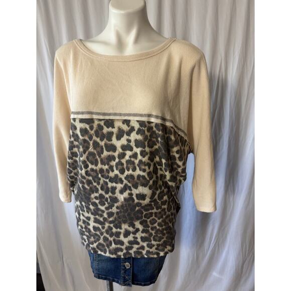 First Love by Lovelyn Leopard Print Colorblock Blouse - Picture 6 of 7